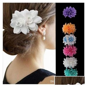 Hårtillbehör Beauty Flower Clips for Girls Bohemian Style Floral Women Girl Hairpins Blooming Headwear Drop Delivery Products DHVJZ