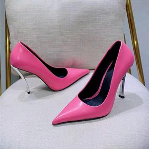 Nya skor för kvinnor äkta läder superhöga tunna klackar vårens höst lyxdesigner kvinnliga skor11cm pumpar fotväder35-41size