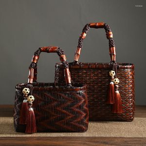 Borse da viaggio Borsa da donna Trend Luxury Hand Weaving Bag Summer Retro Bamboo Qipao Banchetto Cerimonia del tè Storage Shopper