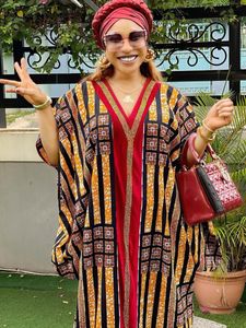 Ethnic Clothing African Dresses For Women Muslim Vneck Maxi Femme Robe Nigerian Traditional Clothes Summer Fashion Abayas Dubai Boubou 230227