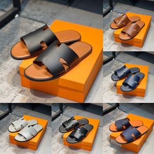 Erkek Terlik Tasarımcı Sandalet Izmir Flip Flop Deri Miras Buzağı Sandalet Yaz Tembel Büyük Moda Ev Plajı Sırıklar Siyah