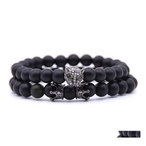 Straski z koralikami samochodu 10pc/set hurtowa bransoletka koronna Zestawy Black Mat Mala Stone For Men Dame Ręcznie wykonane biżuterię Dostawa Bra Dhecy