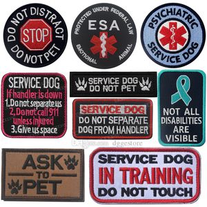 Service Dog Patch poproś o łatkę PET Wyjmowaną kamizelkę psów plastry haftowe plastry z haczykiem i pętlą amerykańską flagę psów dla psów obroża kamizelki A530