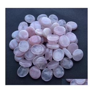 CAR DVR STONE 25x2m Oval Worry Thumb Gemstone Natural Rose Quartz Healing Crystal Therapy Reiki behandling Spirituella mineraler mas palm drop d dhej7