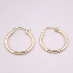 Hoop Earrings Real Pure 18K Yellow Gold Glossy Round Circle 2.3-2.5g For Men Woman Lucky Gift