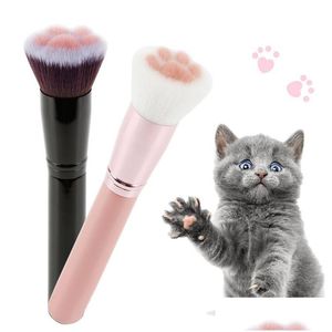 Makeup Brushes Cute Cat Claw Face Brush Loose Powder Super Soft Blush Scpting Beauty Make Up Tools Drop Delivery Health Accessories Dh6Qg