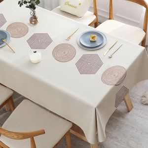 Table Cloth NICEFurniture Nordic Style Waterproof Oil-Proof PVC Tablecloth Geometry Pattern Print Rectangular Kitchen Dining Cover Mat