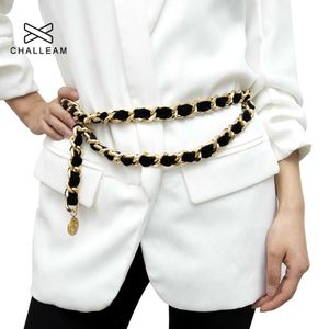 Bälten Kvinnlig franslegering Metallkedjebälte för kvinnor Tassel Flanell Gold Belt Ladies Appordred Vintage Flocking Midje Chain 139 Z0223