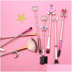 Pincéis de maquiagem Sailor Moon Brush Cosmético Rhinestones Set Ferramentas Face olho Beauty Magic Wand Drop Entrega acessórios de saúde DHMY3