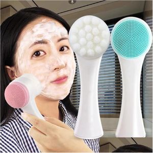 Narzędzia do czyszczenia 3D podwójne bokowe płukanie twarzy pędzel skóry czyszcznik hine Exfoliator czyszczenie twarzy pędzle do czyszczenia produktu upuszczenie dostawy dhqvs