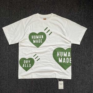 Herr t-shirts 2023SS Human Made T-shirt män kvinnor 1 högkvalitativ hjärttryck överdimensionerad hiphop topp tees cb