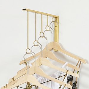 Hangers Racks Gold Clothing Selling Store Hangers Display Rack Iron Art Shelf Wall Hook Garment Show Save Space Cloakroom Underwear Organizer 230227