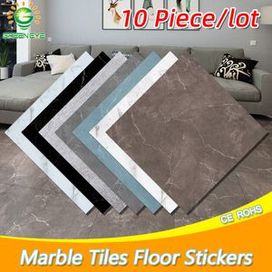 Wall Stickers 10pcs Thick Sticker Self Adhesive Tiles Floor Marble Bathroom Ground papers waterproof PVC Bedroom living Room 230227