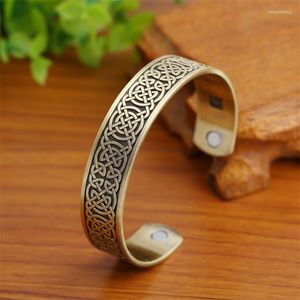 Bangle DreamTimes Times Celta Nó Pulseira Magnetic Pure Copper para homens Pulseiras de pulseira de punho de manguito ajustável Viking