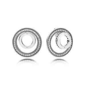 925 Sterling Silver Logo Circle Stud ￶rh￤ngen f￶r Pandora CZ Diamond Wedding Designer Jewelry for Women Girl Gift -g￥va Hearts Earring med originall￥da