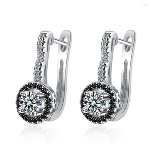 Stud Earrings Fashion Exquisite Flower Shape Black / White Zircon Charm Women's Bridal Wedding Cocktail Jewelry