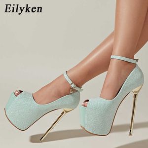 Kleidschuhe Eilyken Neue Marke Frauen Sommer Hohe Plattform Peep Toe Klassische Schnalle Stilettos Schuhe Stripper Party Pumps Alias MujerL230227