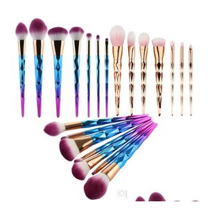 Makeup szczotki Większość 7PCS Diamond Professional Mermaid Kit Contouring Foundation Foundation Pędzel Drop Drust Piękno Piękno do DHLTV