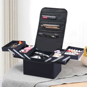 Kosmetik-Organizer, Aufbewahrungsbeutel, mehrschichtiger Schindel-Koffer, Schönheitssalon, Tätowierungen, Nagelkunst-Werkzeugbehälter, Damen-Make-up, große Kapazität, Y2302