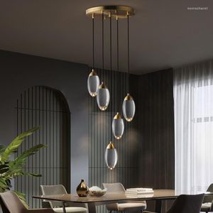 Hängslampor ledde lyxiga kristallkronkrona belysning restaurang matsal bar modern armatur kreativ minimalistisk koppar deco hängande