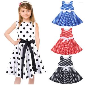 Abiti da ragazza Fashion Girls Vintage Dress Polka Dot Princess Swing Rockabilly Party Kids Summer Neck Casual Daily