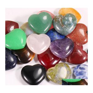 bil DVR Stone Love Heart Turquoise Rose Quartz Natural Ornament Handhandtag Diy Stones Halsband Tillbehör 20mmx6mm Drop Leverans Je DHH31