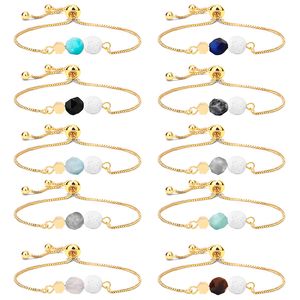 10 colori fatti a mano braccialetto di perline di pietra vulcanica oro 14k catena regolabile corda perline occhio di tigre yoga energia ansia sollievo gioielli accessori per le donne