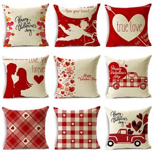 Kudde omio Valentine's Day Case Romantic Love Print Par Holiday Gift Bedroom Soffa Bay Window Cover 40/45/50cm