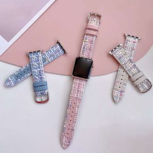 Luxury Leather Watch Band för Apple Watch Strap Series 41mm 45mm 38mm 42mm 40mm 45mm 44mm Män Kvinnliga armband Iwatch Series 8 7 6 5 4 3 SE Watchbands Tillbehör