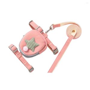 Collari per cani Pet Walking Adorabile cintura regolabile con borsa Imbracatura per animali portatile Guinzaglio Zaino per animali Accessori per animali Rosa S