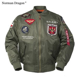 Jackets masculinos de alta qualidade de alta qualidade na marinha americana impressão militar branca verde preto nylon beisebol jaqueta de bombardeiro homem bombardeiro 230227