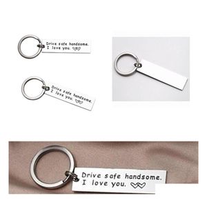 car dvr Key Rings Keychain Label With Ring Motorcycle Scooter Car And Gift Drive Safe Handsome I Love You Drop Delivery Jewelry Dhzpq