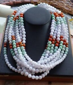Цветы 3pcs 3 Color Certified Natural A Jade Jadeite Beads Ожерелье 20 дюймов