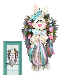 Andra evenemang Festtillbehör påskdekorationer Bunny Wreath Ytterdörrshängningar Vårträdgård Blomsterring Utsökt handgjord 230227