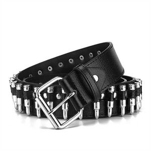 Bälten Gaoke Hollow Bullet Decoration Belt Fashion Dams Läderbockad Gift Man's Goth Rock Wild Justerable Women Punk Black Belt Z0223