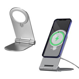 Aluminum Adjustable Foldable Phone Stand for MagSafe Charger Aluminum Alloy Holder Wireless Charging Mount Desktop Bracket for iPhone 14 13 12 Pro Max samsung S23