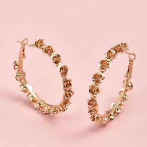 Dangle Earrings & Chandelier 1 Pair Women Fashion Gold Color Rose Flower For Vintage Circle Hoop Earring Party Jewelry Gifts