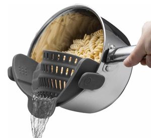 Utensili da cucina Clip sul colino Colino per alimenti in silicone Scolapasta per pasta Spaghetti Grasso di manzo macinato Facile da usare Misura universale Adatta per la maggior parte di pentole e ciotole