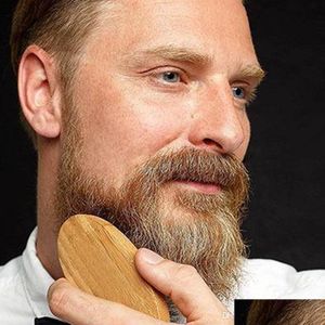 Bath Tools Accessories Practical Boar Hair Bristle Beard Mustache Brush Military Hard Round Wood Handle Antistatic Peach Comb Hair Dhykn