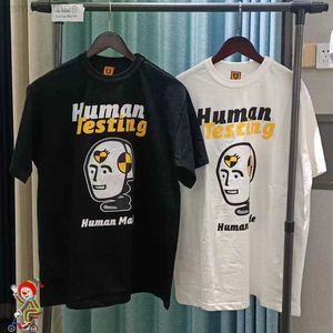 メンズTシャツ高品質のスラブコットンメイド半袖Tシャツロボットラブプリント男性女性カップルゆるいカジュアルマッドトップティー