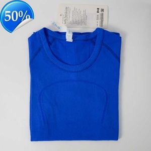 LU-088女性ヨガTシャツレディースTシャツ高弾性通気性ランニングトップクイック乾燥シームレススポーツサイクリングジムウェアLU222