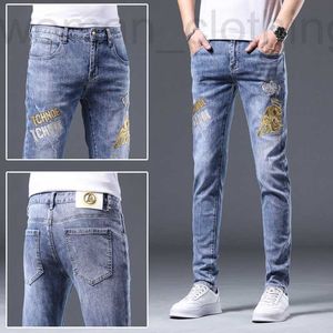 Men's Jeans Designer New style embroidered jeans for spring and summer men's slim fit small feet fashionable casual stretch Korean pants O750