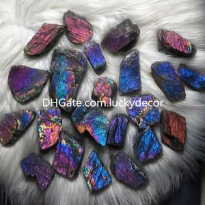 Natural Purple Flash Labradorite Raw Stone Crafts Oregelbundet grov flerfärgad rosa gyllenblå spektrolit Healing Magic Crystal Gemstone Slab Mineral Exempel