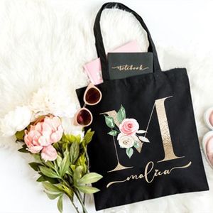 Shopping Bags Bridesmaid Tote Bags Maid of Honor Personalized Custom Name Handbag Bridal Shower Party Gifts Bride Wedding Shoulder Bag 230225