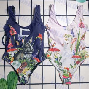 Kaninchenmuster Bademode Designer Damen Bikini Einteiler Badeanzug mit BH Frühling Neuester Badeanzug