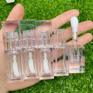 Storage Bottles Empty Portable 8ml Thick Wand Lip Gloss Tube Plastic Glaze Tubes Square Full Clear Transparent Cosmetic Packing Container