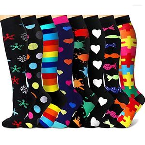 Damen-Socken, Druck, Sport, Kompression, 8 Paar pro Set, elastische Strümpfe, Kompressionssocke