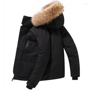 Men's Down Winter Jacket Raccoon Fur Collar Selling Hooded Safari Style Thinken Warm Parka Puffer Streetwear Clothing