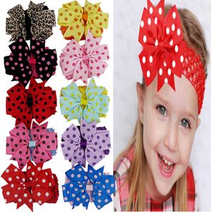 New children's fishtail polka dot butterfly knot hair band printed dot rib band knitted elastic headband hair accessories