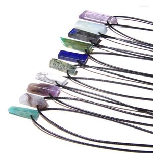 Pendant Necklaces Natural Stone Slice Point Beads Necklace Raw Aquamarines Amethysts Turquoises For Women Men Jewelry GiftsPendant Morr22